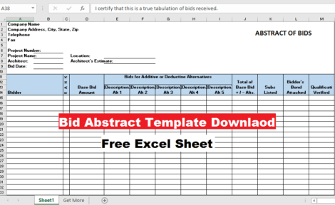 Bid Abstract Template for Construction Management