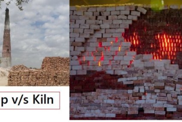 Difference between clamp burning and kiln burning