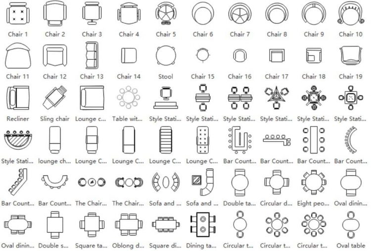 Blueprint furniture symbols