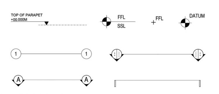 Plan, elevation and section symbols