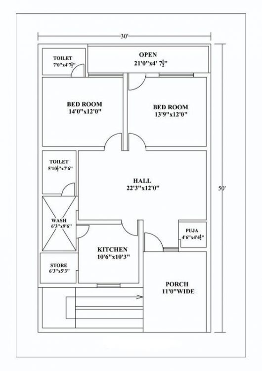 20*50 House Plan with Car Parking | North Facing | South Facing and ...