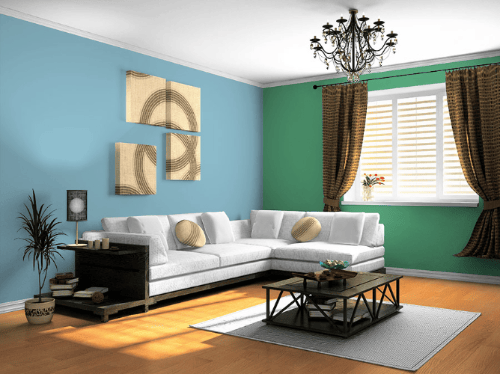 Blue Green color combination for hall