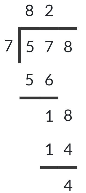 578 divided by 7